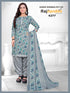 Grey & Green Cotton Blend Printed Unstitched Salwar Suit Material