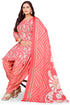 Peach & White Cotton Blend Printed Unstitched Salwar Suit Material