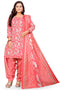 Peach & White Cotton Blend Printed Unstitched Salwar Suit Material
