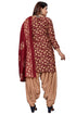 Maroon & Beige Cotton Blend Printed Unstitched Salwar Suit Material