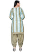 Mahendi Green & Sky Blue Cotton Blend Printed Unstitched Salwar Suit Material