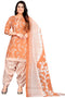 Light Orange & White Cotton Blend Printed Unstitched Salwar Suit Material