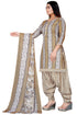 Grey & Beige Cotton Blend Printed Unstitched Salwar Suit Material