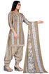 Grey & Beige Cotton Blend Printed Unstitched Salwar Suit Material