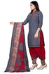 Grey Cotton Blend Printed Unstitched Salwar Suit Material