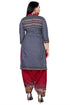 Grey Cotton Blend Printed Unstitched Salwar Suit Material