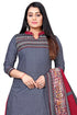 Grey Cotton Blend Printed Unstitched Salwar Suit Material