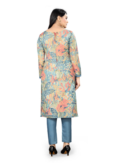 Multicolor Cotton Blend Printed Unstitched Salwar Suit Material