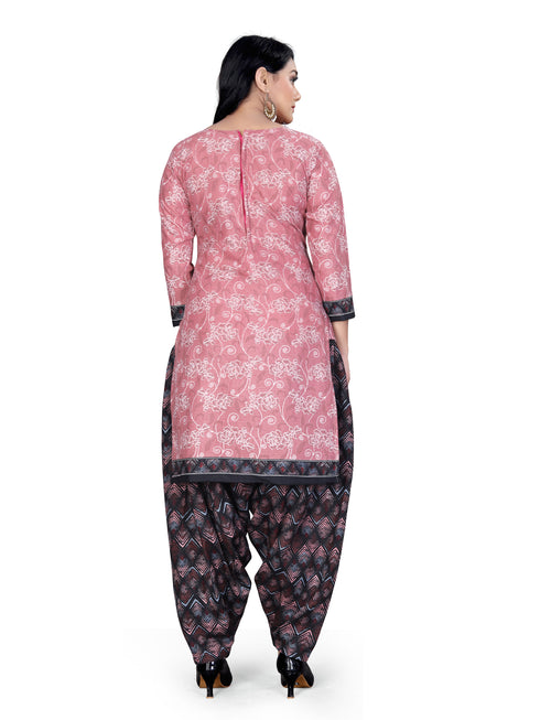 Mauve Cotton Blend Printed Unstitched Salwar Suit Material
