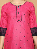 Dark Pink Cotton Printed Readymade Patiala Salwar Suit