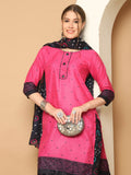 Dark Pink Cotton Printed Readymade Patiala Salwar Suit