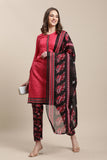 Pink Cotton Blend Printed Ready to Wear Kurta Pant With Dupatta