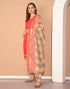 Peach Polyester Cotton Printed Salwar Suit with Dupatta