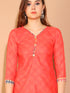 Peach Polyester Cotton Printed Salwar Suit with Dupatta