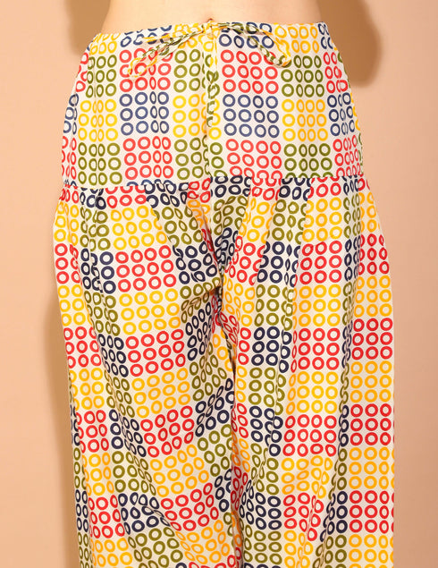 Peach Polyester Cotton Printed Salwar Suit with Dupatta
