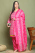 Pink Cotton Blend Printed Plus Size Ready to Wear Patiala Salwar Suit