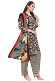 Brown Cotton Blend Printed Readymade Patiala Salwar Suit