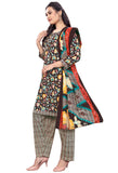 Brown Cotton Blend Printed Readymade Patiala Salwar Suit