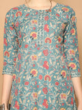 Sea Green Cotton Blend Printed Readymade Patiala Salwar Suit