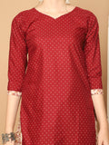 Maroon Cotton Blend Printed Readymade Patiala Salwar Suit