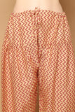 Maroon & Beige Cotton Blend Printed Readymade Patiala Salwar Suit
