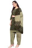 Mahendi Green & Beige Cotton Blend Printed Readymade Patiala Salwar Suit