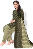 Mahendi Green & Beige Cotton Blend Printed Readymade Patiala Salwar Suit