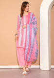 Peach & White Cotton Blend Printed Readymade Patiala Salwar Suit