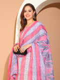 Peach & White Cotton Blend Printed Readymade Patiala Salwar Suit
