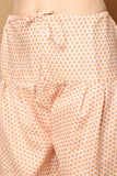 Light Orange & White Cotton Blend Printed Readymade Patiala Salwar Suit
