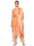 Light Orange & White Cotton Blend Printed Readymade Patiala Salwar Suit