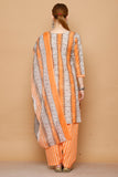 Light Orange & White Cotton Blend Printed Readymade Patiala Salwar Suit