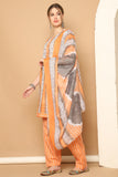 Light Orange & White Cotton Blend Printed Readymade Patiala Salwar Suit