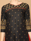 Black Cotton Blend Printed Readymade Patiala Salwar Suit