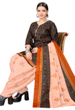 Brown  Cotton Blend Printed Readymade Patiala Salwar Suit