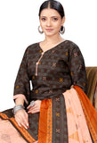 Brown  Cotton Blend Printed Readymade Patiala Salwar Suit