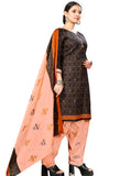 Brown  Cotton Blend Printed Readymade Patiala Salwar Suit