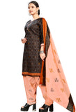 Brown  Cotton Blend Printed Readymade Patiala Salwar Suit