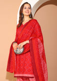 Maroon  Cotton Blend Printed Readymade Patiala Salwar Suit