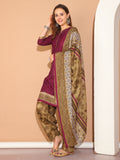 Wine Cotton Blend Printed Readymade Patiala Salwar Suit