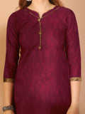 Wine Cotton Blend Printed Readymade Patiala Salwar Suit