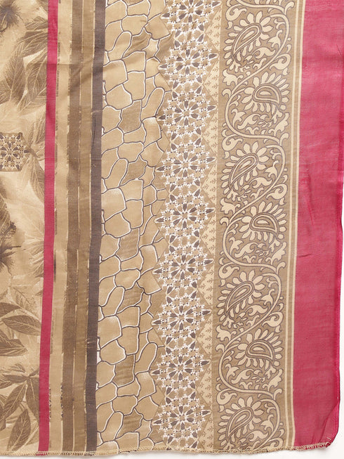 Wine Cotton Blend Printed Plus Size Ready to Wear Patiala Salwar Suit