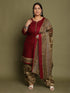 Wine Cotton Blend Printed Plus Size Ready to Wear Patiala Salwar Suit