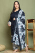 Navy Blue Cotton Blend Printed Plus Size Ready to Wear Patiala Salwar Suit