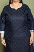 Navy Blue Cotton Blend Printed Plus Size Ready to Wear Patiala Salwar Suit