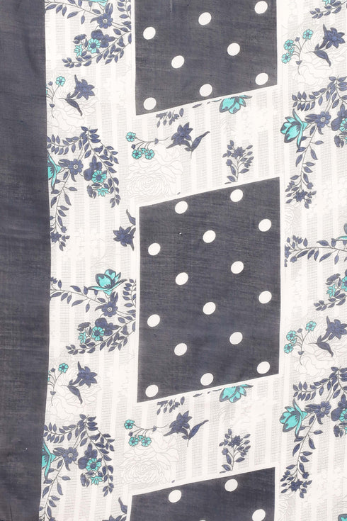 Navy Blue  Cotton Blend Printed Readymade Patiala Salwar Suit