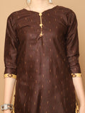 Brown Cotton Blend Printed Readymade Patiala Salwar Suit