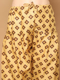 Brown Cotton Blend Printed Readymade Patiala Salwar Suit