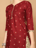 Maroon Cotton Blend Printed Readymade Patiala Salwar Suit