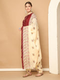 Maroon Cotton Blend Printed Readymade Patiala Salwar Suit
